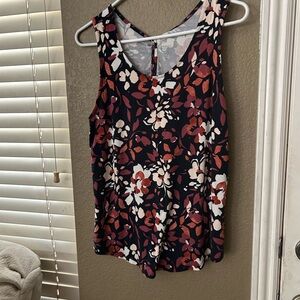 Market & Spruce Floral Tank Top - Black and Red